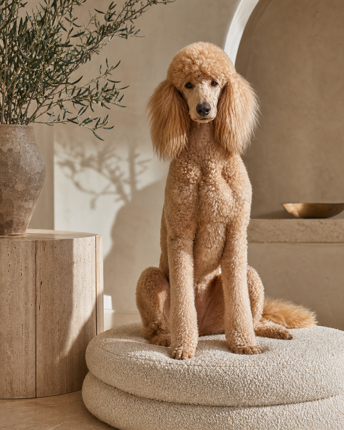Poodle apricot en un interior editorial de lujo